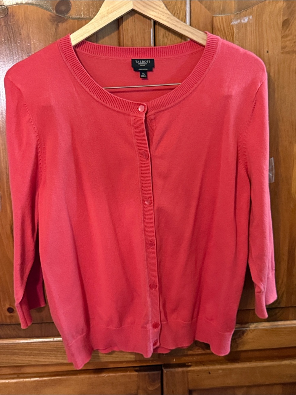 NWOT Talbots petites Coral Button-Front Crewneck Cardigan